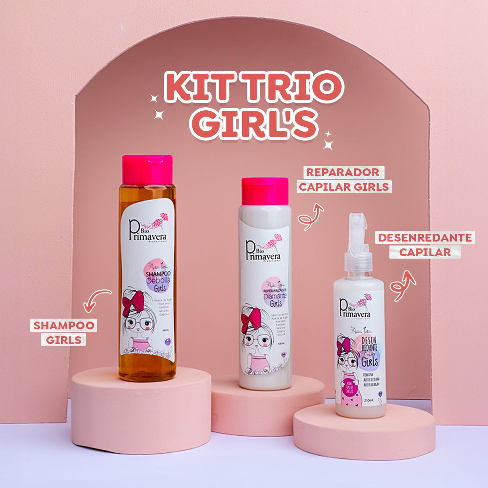 Kit Trio Girl's; Shampoo Grils, Repolarizador & Desenredante Capilar